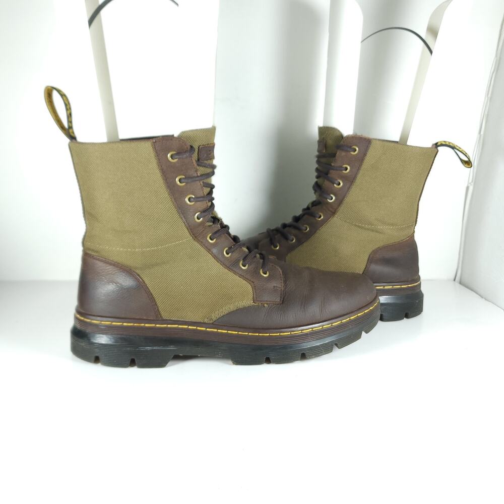 Dr. Martens Combs II Men's US11 Brown Leather Canvas Lace-Up Combat Boots - Picture 8 of 14